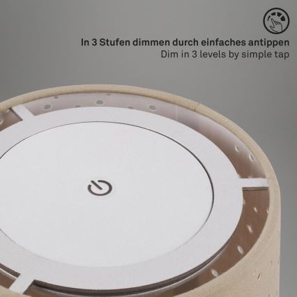 Brilo - Udendørs LED bordlampe dæmpbar og genopladelig LOLE LED/3W/5V 2000mAh IP44 sølvfarvet/beige