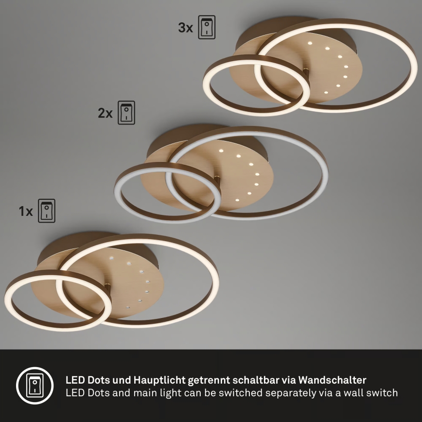 Brilo - LED dæmpbar loftarmatur LED/26W/230V 3000K brun