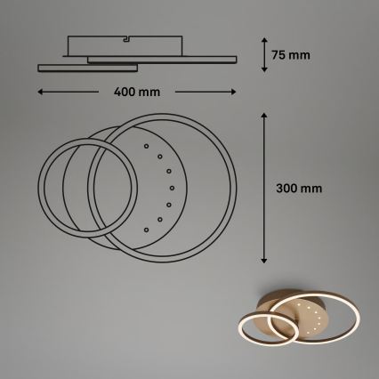 Brilo - LED dæmpbar loftarmatur LED/26W/230V 3000K brun