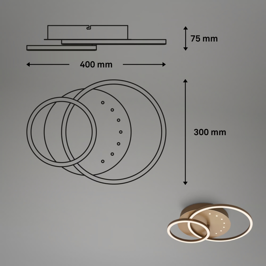 Brilo - LED dæmpbar loftarmatur LED/26W/230V 3000K brun