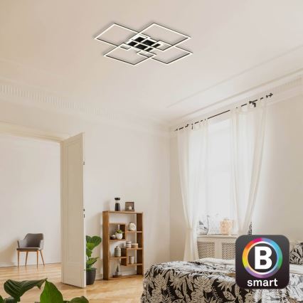 Brilo - Dæmpbar LED-loftlampe FRAME LED/50W/230V 2700-6500K 72,4x72,4cm sort Wi-Fi Tuya + fjernbetjening
