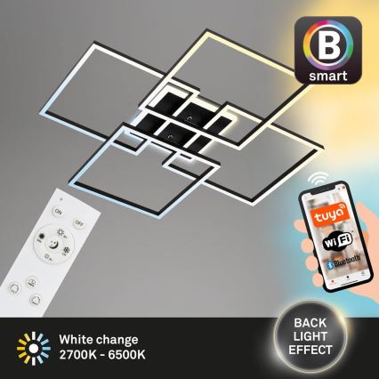 Brilo - Dæmpbar LED-loftlampe FRAME LED/50W/230V 2700-6500K 72,4x72,4cm sort Wi-Fi Tuya + fjernbetjening