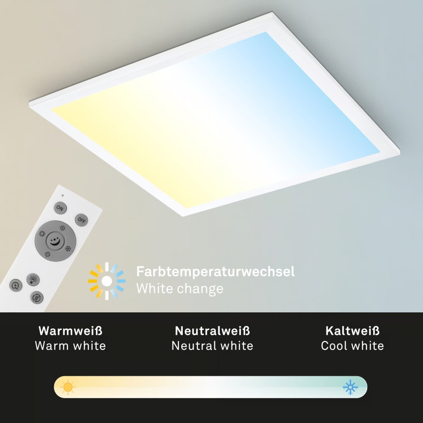 Brilo - Dæmpbar LED-loftlampe LED/21W/230V 3000-6500K 38x38 cm hvid + fjernbetjening