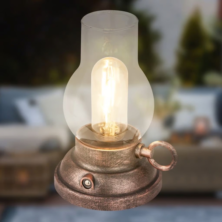 Brilo - LED dæmpbar udendørs genopladelig bordlampe KANEA LED/1,5W/5V IP44 1200 mAh bronze