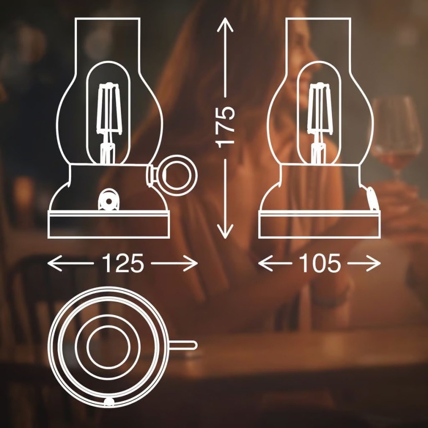 Brilo - LED dæmpbar udendørs genopladelig bordlampe KANEA LED/1,5W/5V IP44 1200 mAh bronze
