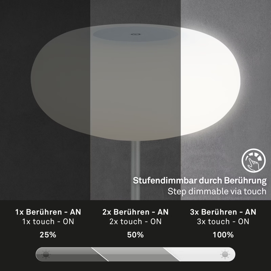 Brilo - LED dæmpbar udendørs genopladelig bordlampe OLANA LED/3W/5V IP44
