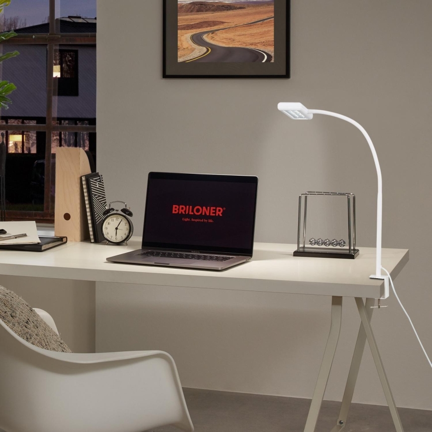 Brilo - LED Fleksibel bordlampe med klemme TRASNA LED/7,5W/230V hvid