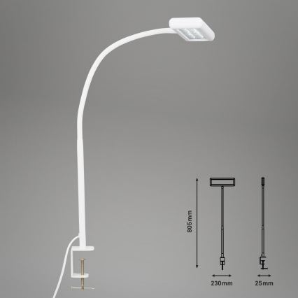 Brilo - LED Fleksibel bordlampe med klemme TRASNA LED/7,5W/230V hvid
