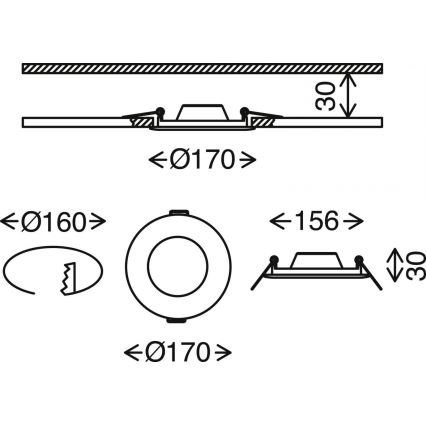 Brilo - LED indbygningslampe til badeværelse dæmpbar FLAT LED/12W/230V IP44