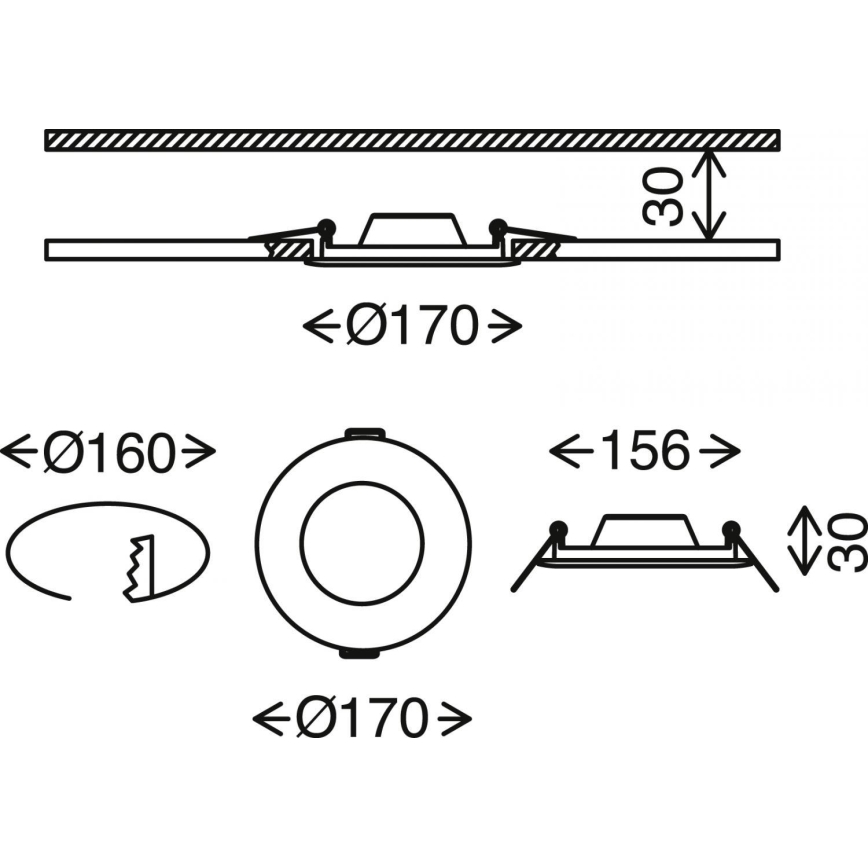 Brilo - LED indbygningslampe til badeværelse dæmpbar FLAT LED/12W/230V IP44