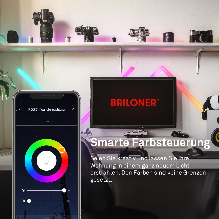 Brilo - LED lampeskinne m. RGBIC-farver dæmpbar Smart LED/24W/230V Wi-Fi Tuya