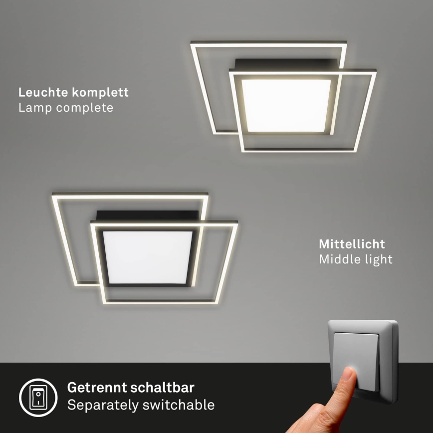 Brilo - LED loftlampe 2xLED/16W/230V + LED/19W 51,5x51,5 cm sort