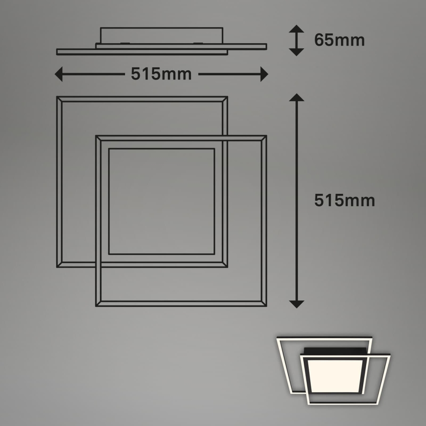 Brilo - LED loftlampe 2xLED/16W/230V + LED/19W 51,5x51,5 cm sort