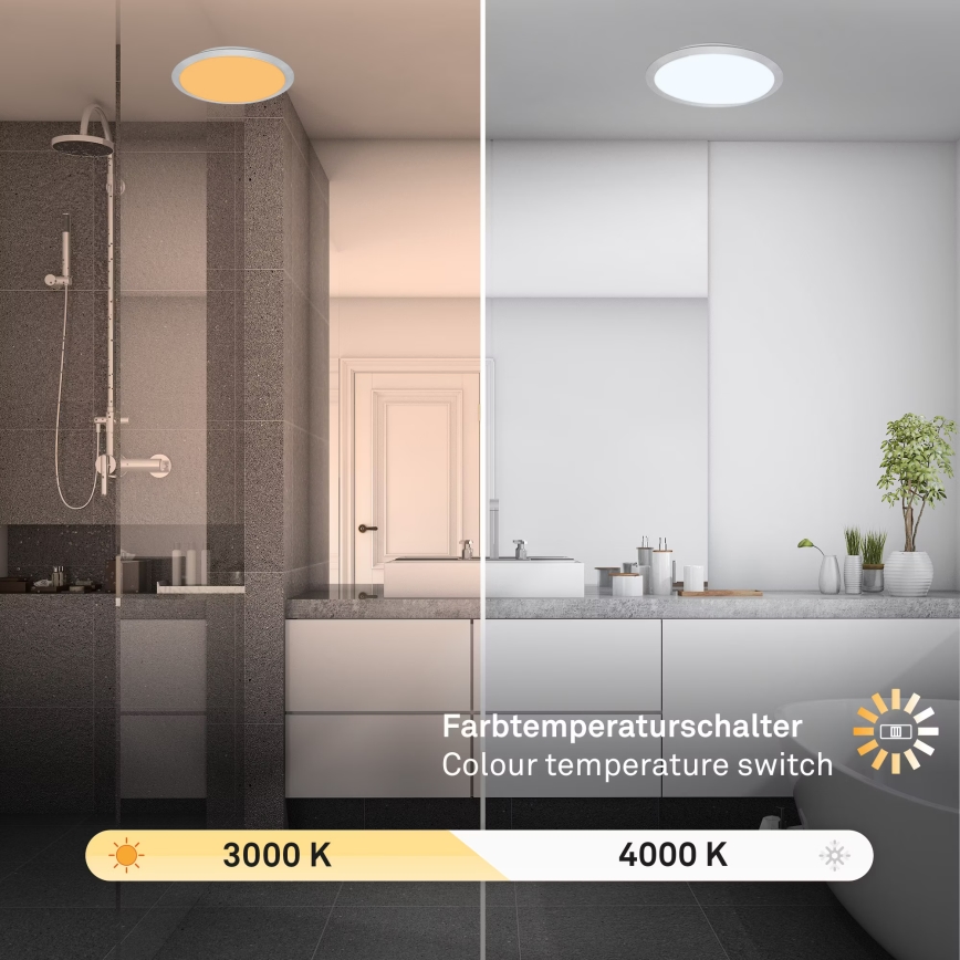 Brilo - CTS LED loftlampe til badeværelse LED/21W/230V 3000/4000K IP44 Ø 37 cm mat krom