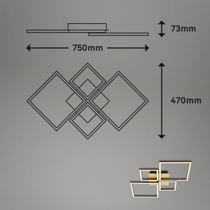 Brilo - LED loftlampe dæmpbar FRAME LED/44W/230V