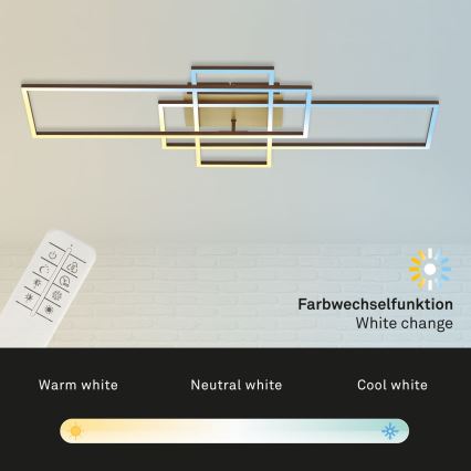 Brilo - LED loftlampe dæmpbar FRAME LED/51W/230V 2700-5000K brun/guldfarvet + fjernbetjening