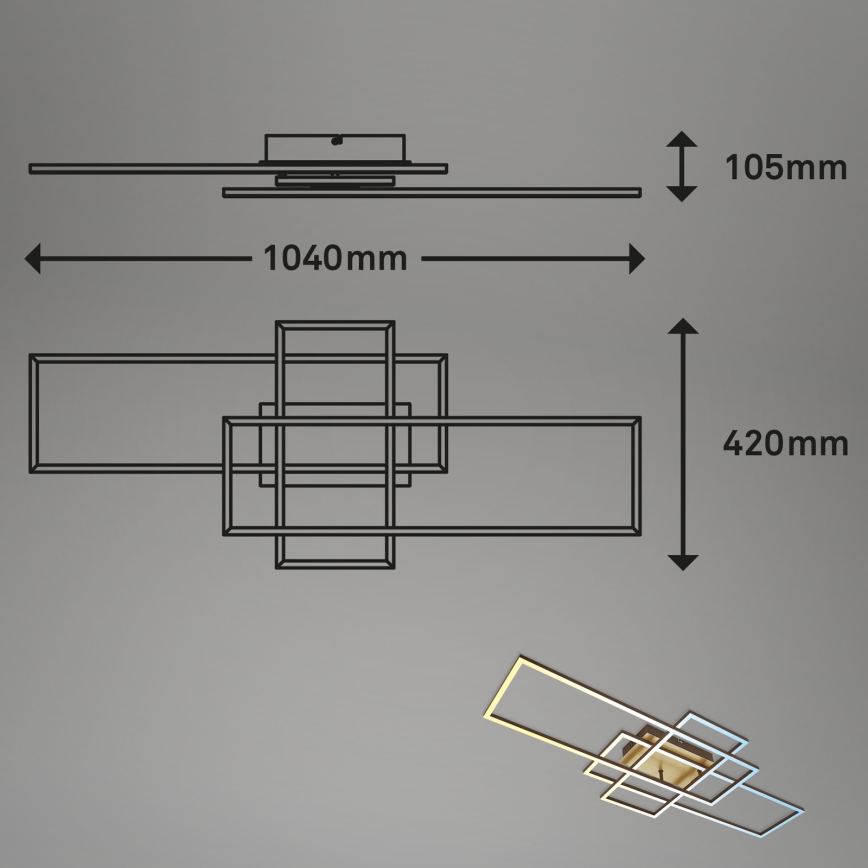 Brilo - LED loftlampe dæmpbar FRAME LED/51W/230V 2700-5000K brun/guldfarvet + fjernbetjening
