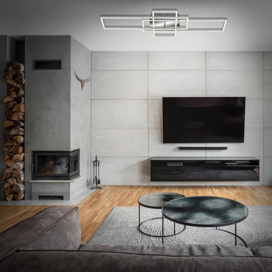 Brilo - LED loftlampe dæmpbar FRAME LED/51W/230V 2700-5000K mat krom + fjernbetjening