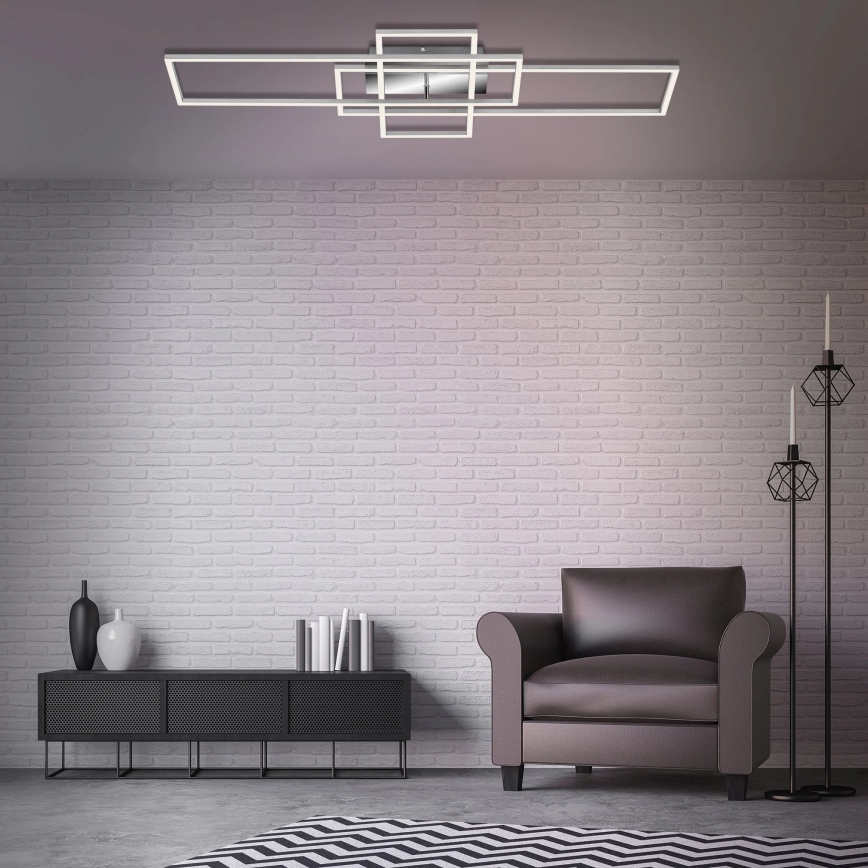 Brilo - LED loftlampe dæmpbar FRAME LED/51W/230V 2700-5000K mat krom + fjernbetjening