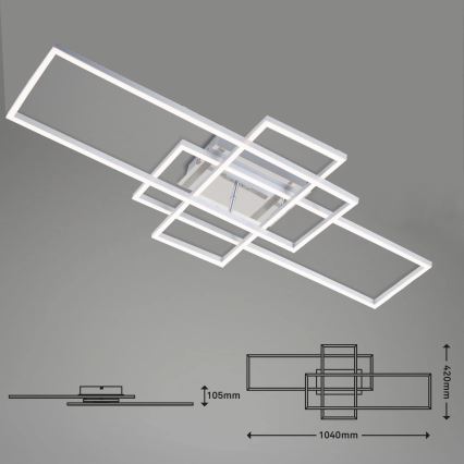 Brilo - LED loftlampe dæmpbar FRAME LED/51W/230V 2700-5000K mat krom + fjernbetjening