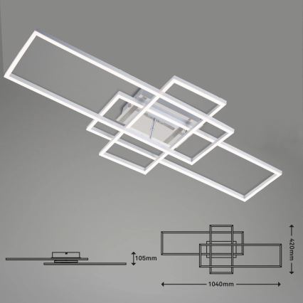 Brilo - LED loftlampe dæmpbar FRAME LED/51W/230V 2700-5000K krom + fjernbetjening