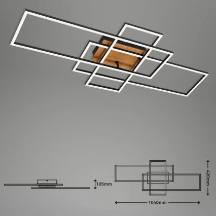 Brilo - LED loftlampe dæmpbar FRAME LED/51W/230V 2700-5000K sort/brun + fjernbetjening