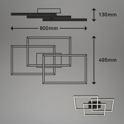Brilo - LED loftlampe dæmpbar FRAME LED/57W/230V 3000K sort