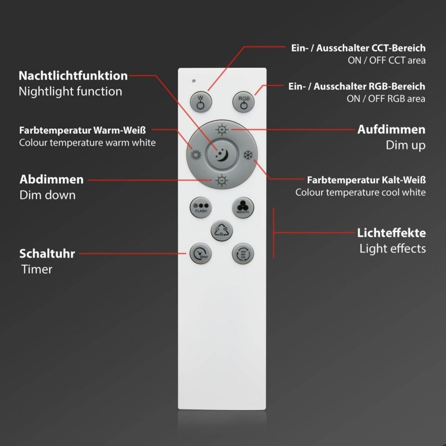 Brilo - LED loftlampe dæmpbar RGB-farver CENTRO LED/24W/230V 2700-6500K Wi-Fi Tuya + fjernbetjening