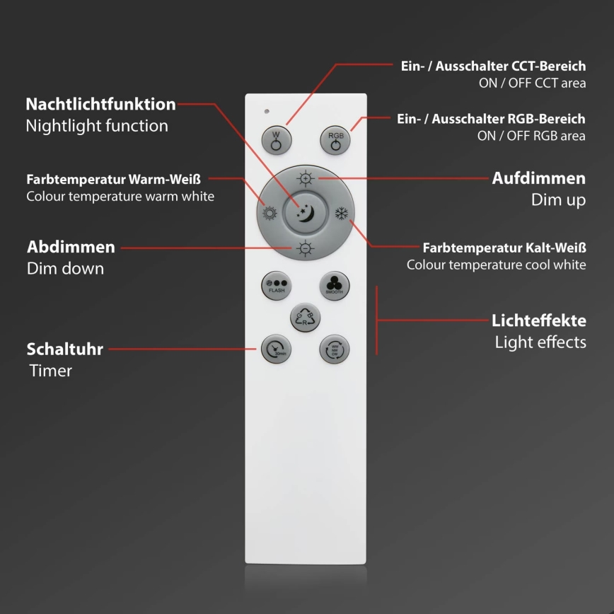 Brilo - LED loftlampe dæmpbar RGB-farver CENTRO LED/24W/230V 2700-6500K Wi-Fi Tuya + fjernbetjening