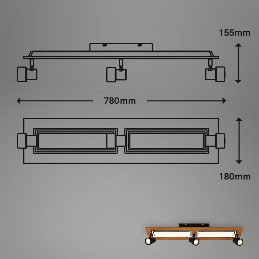 Brilo - LED loftlampe LED/24W/230V + 3xGU10/9W 3000K