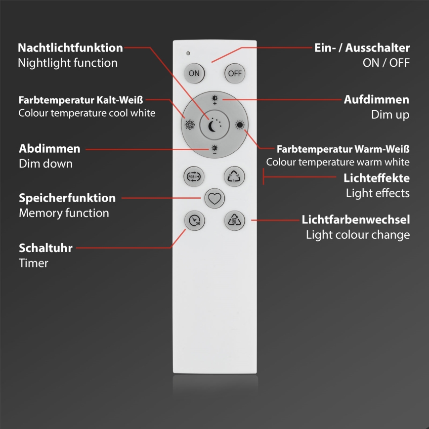 Brilo - LED RGBW Bordlampe dæmpbar LED/9W/230V 3000-6500K Wi-Fi Tuya + fjernbetjening