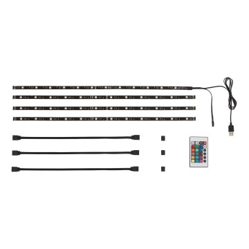 Brilo - LED RGBW dæmpbar LED-strimmel til TV 3m LED/2,5W/USB + fjernbetjening