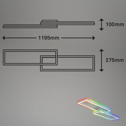 Brilo - LED RGBW Loftlampe dæmpbar FRAME 2xLED/21W/230V 2700-6500K + fjernbetjening