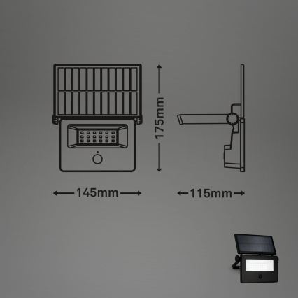 Brilo - LED solcelleprojektør med sensor LED/5W/5,5V IP54 1200 mAh