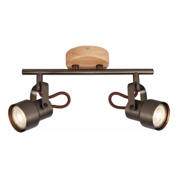 Brilo - LED-spotlampe TAHUN 2xGU10/5W/230V, brun
