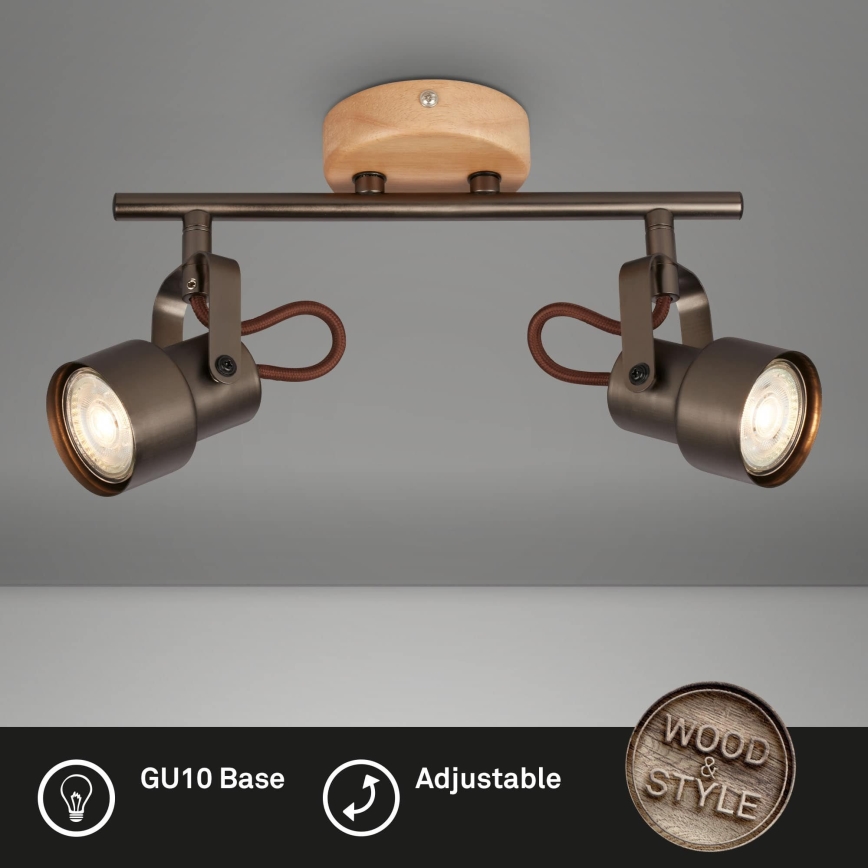 Brilo - LED-spotlampe TAHUN 2xGU10/5W/230V, brun