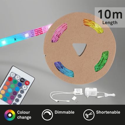 Brilo - LED strip m. RGB-farver dæmpbar 11,5 m LED/24W/230V + fjernbetjening