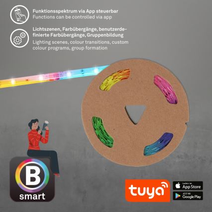 Brilo - LED strip m. RGBW-farver dæmpbar 6,5 m LED/18W/230V Wi-Fi Tuya + fjernbetjening