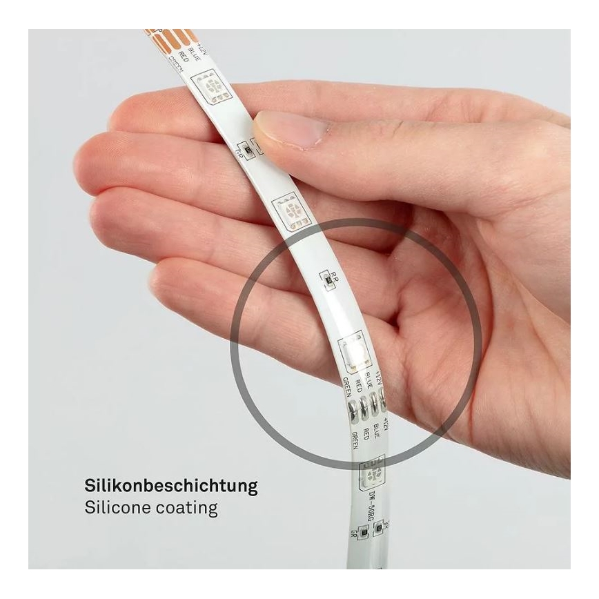 Brilo - LED strip m. RGBW-farver dæmpbar 6,5 m LED/22W/230V + fjernbetjening