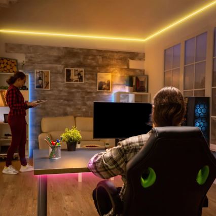 Brilo - LED strip m. RGBW-farver dæmpbar MUSIC 6,65m LED/18W/230V Wi-Fi Tuya + fjernbetjening