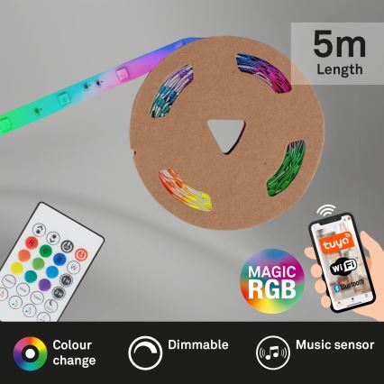 Brilo - LED strip m. RGBW-farver dæmpbar MUSIC 6,65m LED/18W/230V Wi-Fi Tuya + fjernbetjening