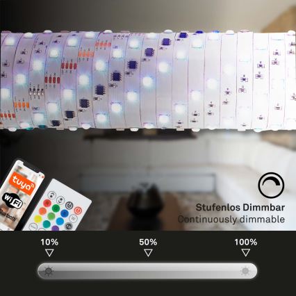 Brilo - LED strip m. RGBW-farver dæmpbar MUSIC 6,65m LED/18W/230V Wi-Fi Tuya + fjernbetjening