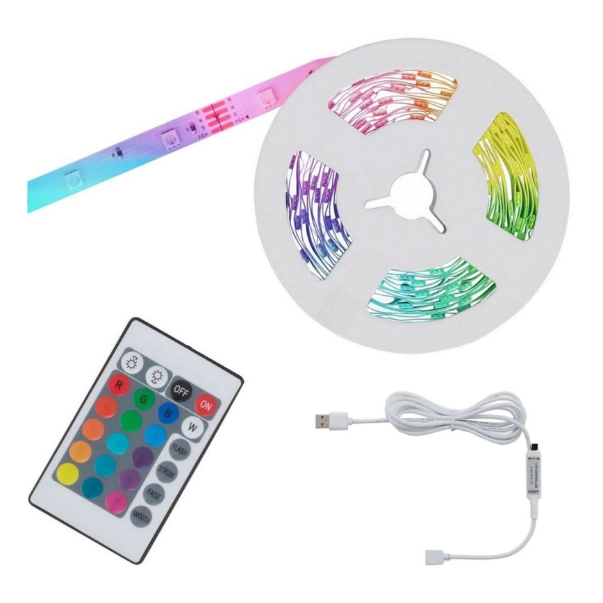 Brilo - LED strip med RGB-farver dæmpbar 6,6 m LED/6W/USB + fjernbetjening