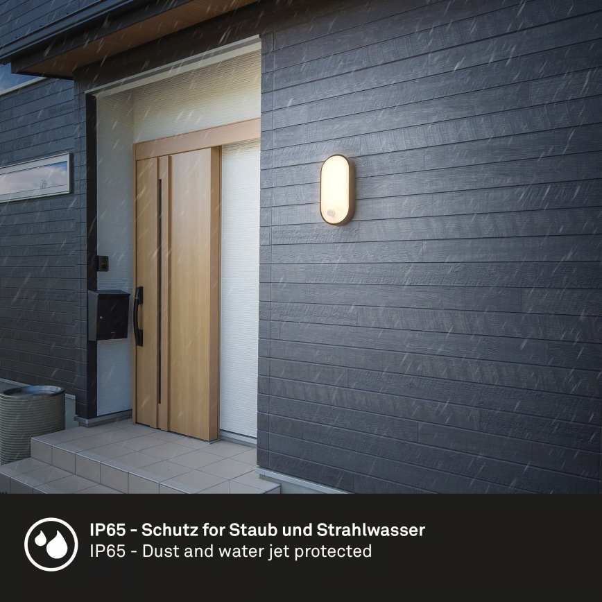 Brilo - LED udendørs væglampe med bevægelses- og skumringssensor RUCH LED/12W/230V IP65 sort