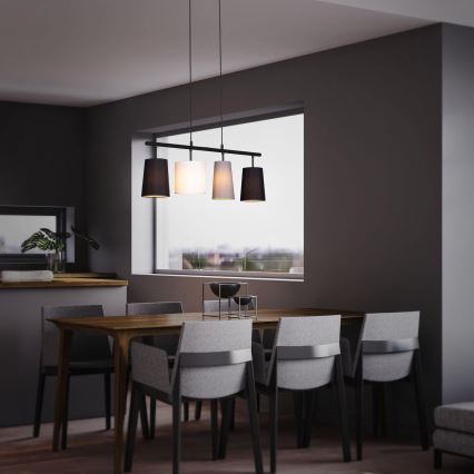 Brilo - Pendel på wire 4xE27/40W/230V sort/grå/hvid