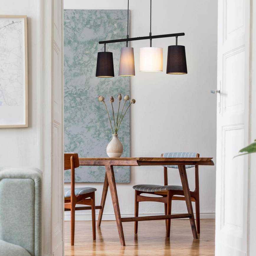 Brilo - Pendel på wire 4xE27/40W/230V sort/grå/hvid