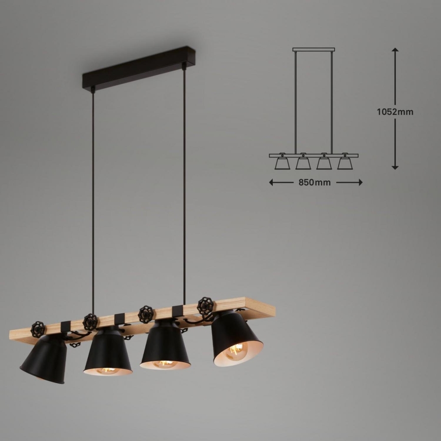 Brilo - Pendel TALLE 4xE27/40W/230V gummitræ