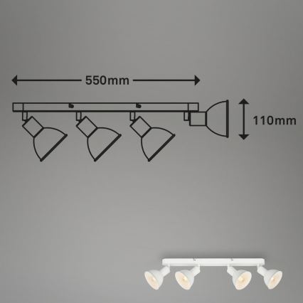 Brilo - Spotlampe RETRO 4xE14/25W/230V hvid