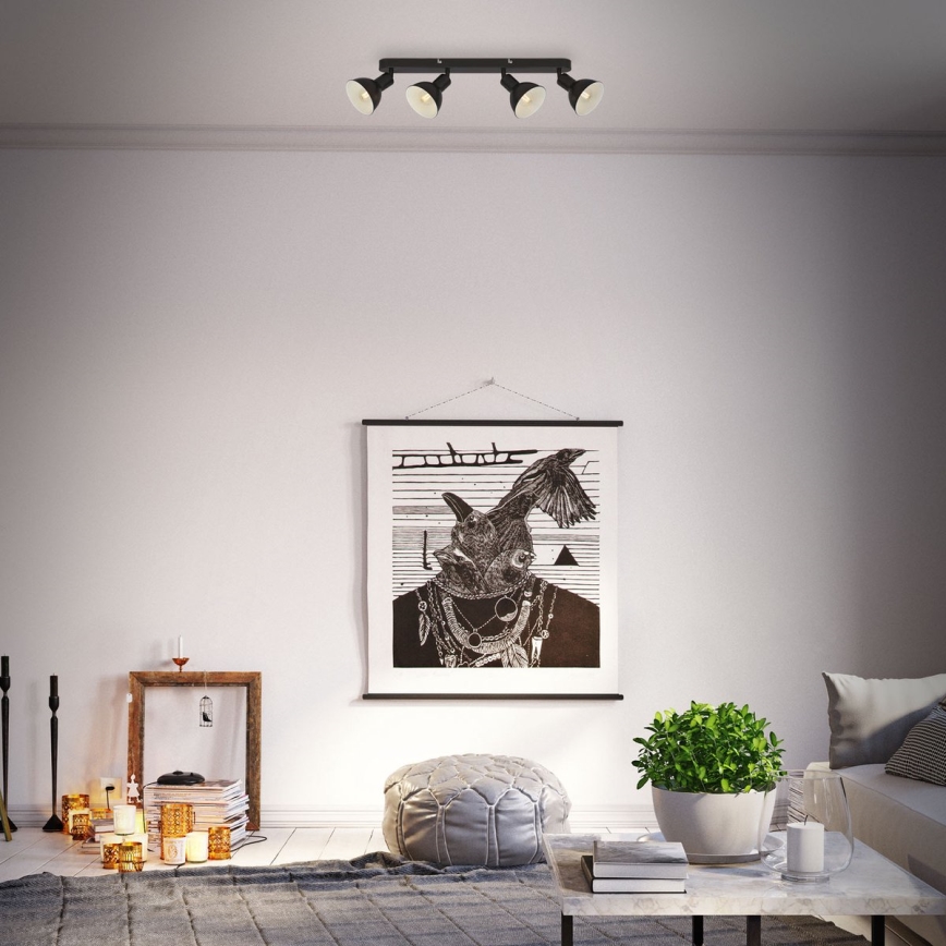 Brilo - Spotlampe RETRO 4xE14/25W/230V sort