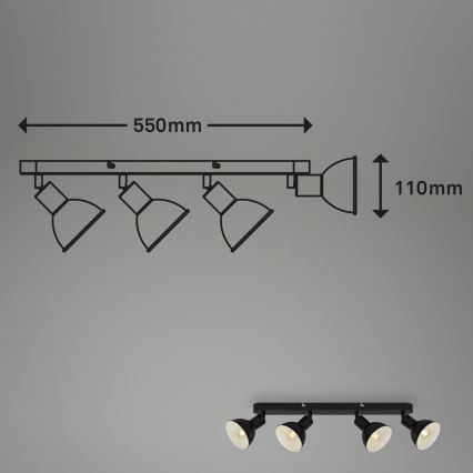 Brilo - Spotlampe RETRO 4xE14/25W/230V sort